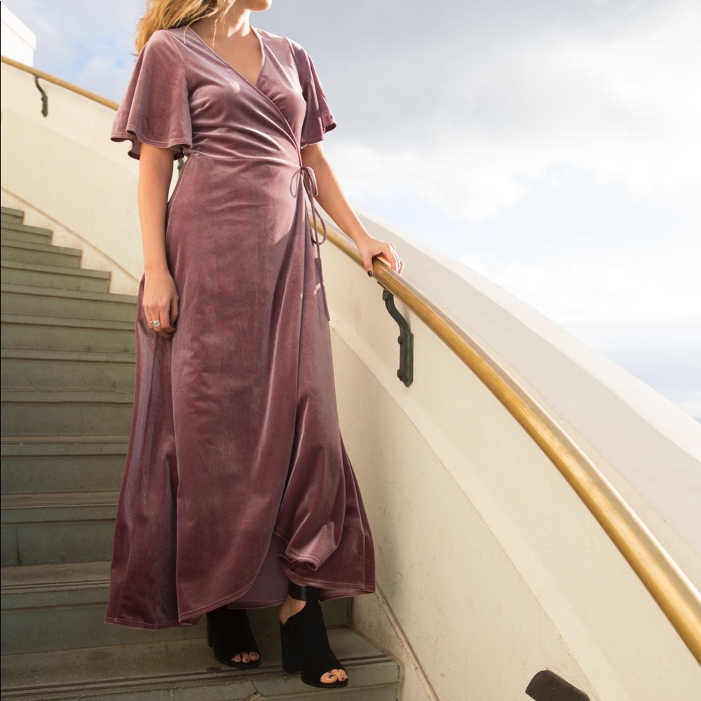 Velvet Maxi Dress plum